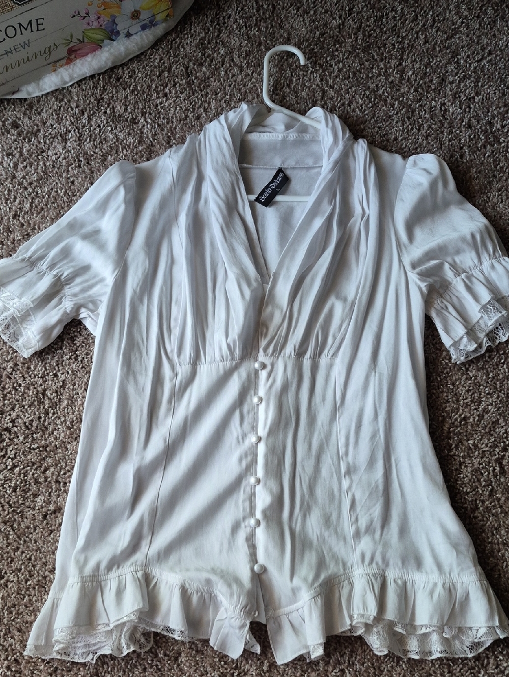 Scarlet Darkness Ivory Ruffle Button-Front Blouse